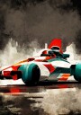 Vibrant Race Car Action Plakat / 50x70