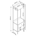 Hylle til entré HOME4YOU Hannes 64x40x180 cm rustikk melamin med skuffer - brun