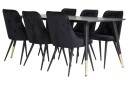 Venture Home Dipp Spisegruppe 180 cm Rektangulær med 6 Velvet Stoler Sort/Guld