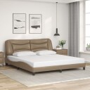  Sengeramme med LED-lys cappuccino 180x200 cm kunstig lær 8721012356672