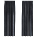  Gardiner med gardiner 2 pcs Mørke grå 140 x 225 cm Fløyel