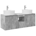 vidaXL Baderomsskapsett 3 stk. Betonggrå 49,5 x 44,5 x 65 cm