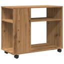  Sidebord med hjul artisan eik 70x35x60 cm konstruert tre