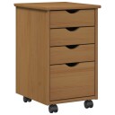 vidaXL Rullende skap MOSS HonningBrun 34 x 39 x 56 cm Massiv furu