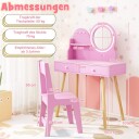Barnemøbelsett med lysende speil – rosa prinsessetema