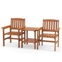3-delt bistrosett i tre med 2 stoler & bord & hull for parasoll sittegruppe
