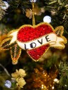 Tinker Tailor Hjerte Love med broderinger 7CM rød