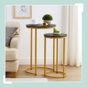 Hekkebord i marmorlook – sett med 2 metallben
