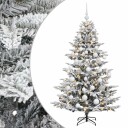 vidaXL Kunstig juletre med julekuler 150 cm 150 LED-lys Varmhvit