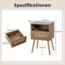 Boho nattbord i rotting med skuff – naturlig trefarge