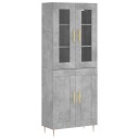 vidaXL Highboard betong grå 69,5x34x180 cm konstruert tre 8720845477554