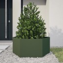 Plantekasse olivengrønn sekskantet 104x90x45 cm stål