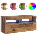 TV-benk med LED-lys gammelt tre 90x35x40 cm konstruert tre 8721158437648