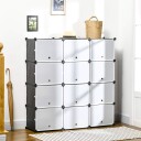 Skoskap med 12 kuber sort/hvit 125x32x125 cm