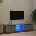vidaXL TV-benk med LED-lys grå eik 140x40x35,5 cm