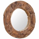 vidaXL Dekorativt speil teak 80 cm rundt