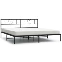  Sengeramme i metall med sengegavl svart 183x213 cm