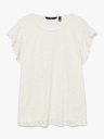 Vero Moda Curve Tassa Short Sleeve Frill Top Hvit L 48/50