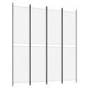 vidaXL Romdeler 4 paneler hvit 200x220 cm stoff