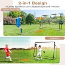 2 i 1 fotballmål og rebounder fotballmål 187 x 60 x 102 122,5 cm barnefotballmålsett høydejusterbart svart