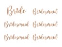 "Bride" og "Bridesmaid" Klistremerker til Glass i Rosegull