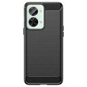 OnePlus Nord 2T Børstet TPU-deksel Karbonfiber Svart