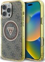 GUESS IML Metal Glitter 4G Circle Triangle MagSafe Case for iPhone 16 Pro Max - Brown