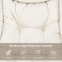Lenestol med krakk & armlener & sidelomme & fotstøtte avslapningsstol vingestol beige