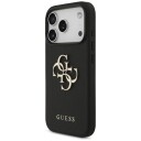 Guess Grained 4G Logodeksel til iPhone 17 Pro - Svart