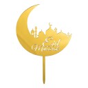 Eid Mubarak Cake Topper i Akrylplast   Gull