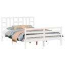 vidaXL Sengeramme med hodegavl hvit 5FT King Size heltre