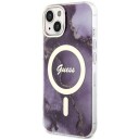 Guess iPhone 14 6,1" Hardcase Golden Marble med MagSafe Lilla