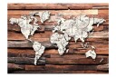 Fototapet Map On Wood 150x105 - Finnes i flere størrelser
