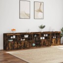 vidaXL Skjenk med LED-lys røkt eik 283x37x67 cm