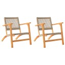  Hagestoler 2 stk beige polyrotting og akasie 365869