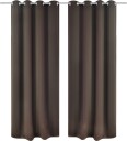 vidaXL Lystette gardiner 2 stk med metallmaljer 135x175 cm brun