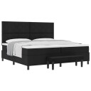  Box Spring Seng med Madrass & Benk Svart 200x200 cm Stoff