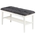 Oscarssons Möbel Nadja Bench Hvit Lakkert bjørk/saueskinn i mørkegrå look