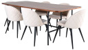 Venture Design Uno & Velvet spisegruppe Beige/natur 6 stoler & bord 200 x 90 cm
