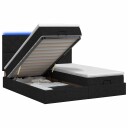 vidaXL Ottoman Seng med Madrass og LED Svart 180 x 200 cm Stoff