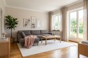 Scandi Dyp 4 seters sofa med sjeselong venstre i chenille   Svart