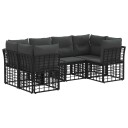 vidaXL Utendørs sofa sett med pute 6 pcs Svart Polyester