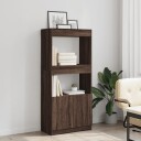 Highboard brun eik 63x33x140 cm konstruert tre