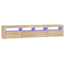 vidaXL TV-benk med LED-lys sonoma eik 210x35x40 cm