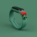 Strap Xmas for Xiaomi Mi Band 3 / 4 Christmas Silicone Strap Armbånd med bjelle Mørkegrønn