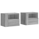  Veggmonterte nattbord 2 stk grå sonoma 45x30x35 cm 848322