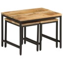  Stablebare salongbord 3 stk grovt heltre mangotre og jern 8721012160880