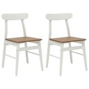  Spisestuestol 2 pcs Hvit og Naturlig Solid Gummitre