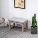 Grå fotskammel i linlook med treben 68x38x42 cm