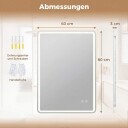 LED baderomsspeil antidugg dimbar 80x60 cm